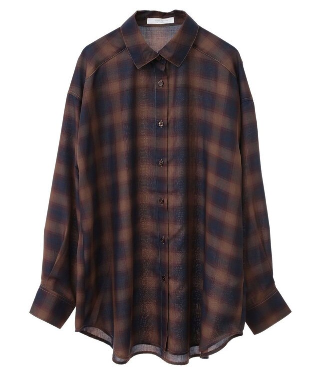 Green Parks オンブレーチェックライトシャツ Brown