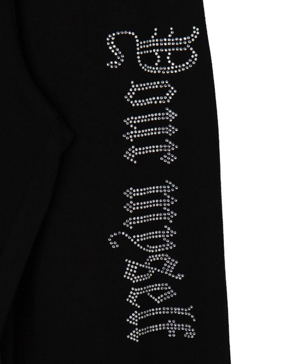 WEGO 【ウエストゴム】ラインストーンロゴスウェットパンツ ブラック