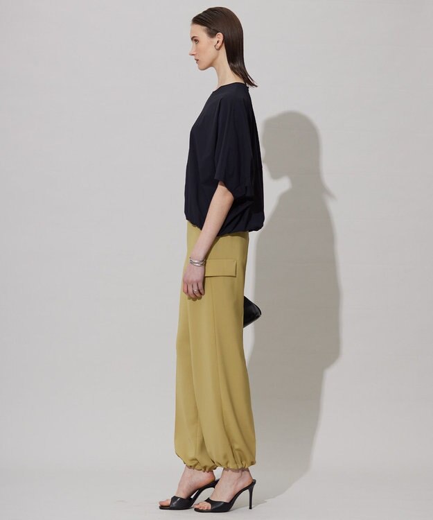 ICB 【接触冷感・UVケア・吸水速乾・防シワ・洗える】 ドレープツイル カーゴパンツ クリームカーキ系