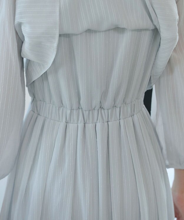 Tiaclasse L 【洗える】シフォンドレープワンピース サックスグレー