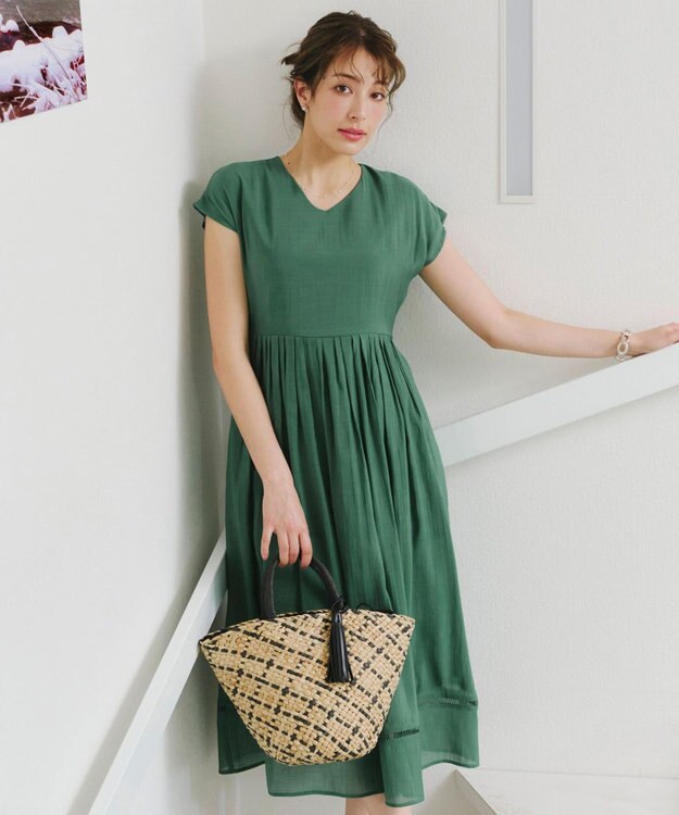 Tiaclasse 【洗える】はしごレースワンピース グリーン