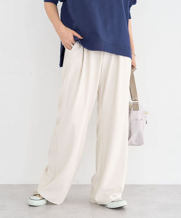 Green Parks セルフカットリブパンツ Ecru