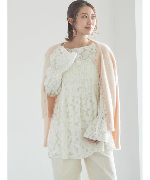 Te chichi 【宮本茉由着用】カットジャガードチュニックブラウス オフホワイト