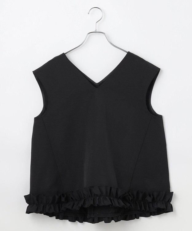 #Newans 【金子綾さんインスタライブご紹介アイテム】〈小柄さんにお勧め〉フリルヘムジレブラウス ブラック