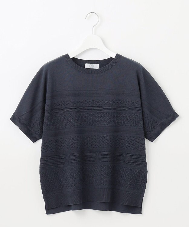 J.PRESS LADIES 【洗える】LACY ニットプルオーバー ネイビー系