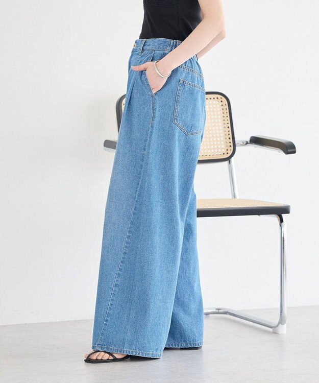 earth music&ecology イージータックワイドデニム Light Indigo