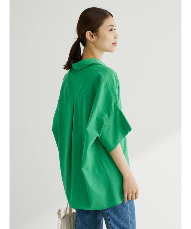 Green Parks 綿麻混スキッパーシャツ Green