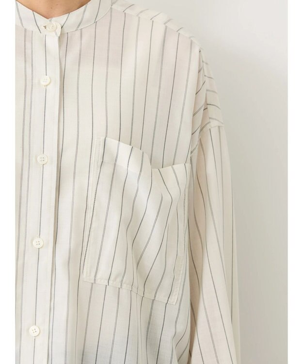 AMERICAN HOLIC イージーケア＋接触冷感　Ｗポケットシャツチュニック Stripe Ivory