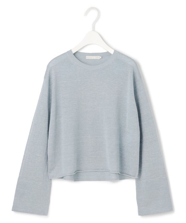 ICB 【洗える】 リネンレーヨンハイゲージ クロップドプルオーバー サックスグレー系