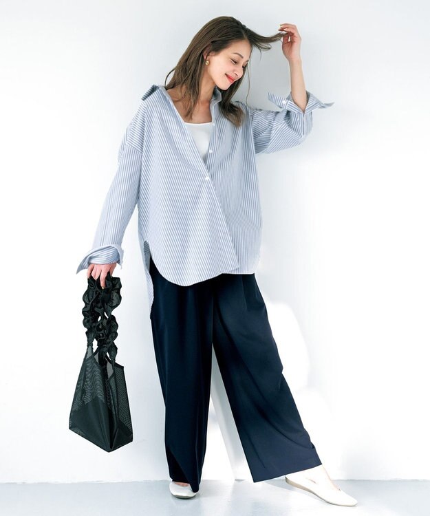 UNFILO イージーチノ ワイドパンツ ネイビー