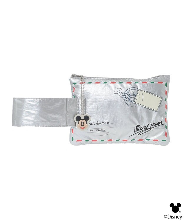 earth music&ecology 【予約】Disney/ミッキーチャーム付きレターモチーフポーチ シルバー