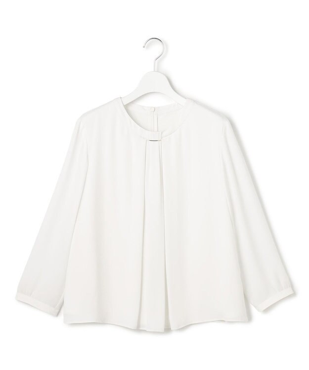 23区 L 【洗える】シルキーデシン バーアクセント ブラウス ホワイト系