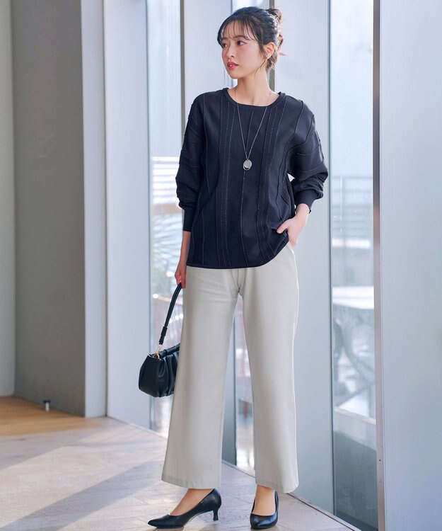 Tiaclasse ラメリブドルマントップス ネイビー