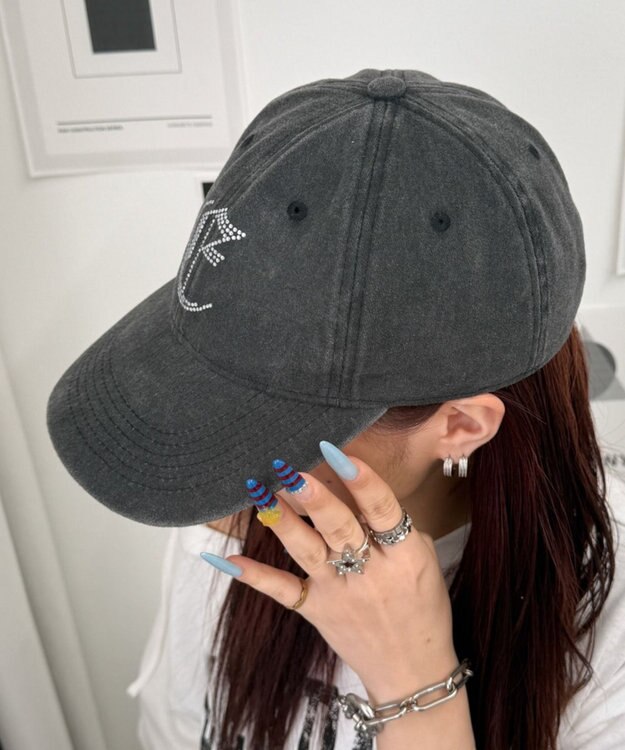 WEGO ラインストーンロゴキャップ スミクロ