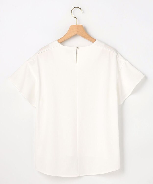 組曲 【WEB限定】プレーティング天竺フリルスリーブ Tシャツ アイボリー系