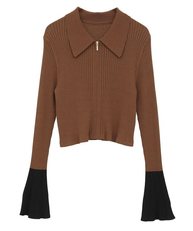 YECCA VECCA 【2点SET】キャミセット襟付きZIPカーディガン Camel