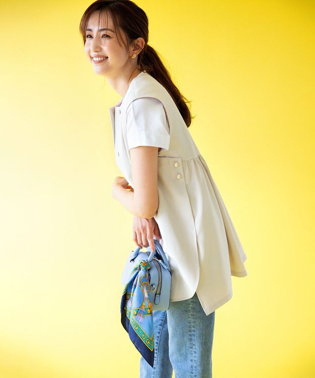 組曲 【汗ジミ防止・撥水】GIZAプレーティング天竺フレンチスリーブ カットソー アイボリー系