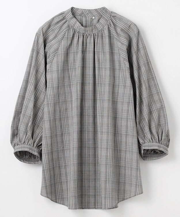 ANY 【速乾/UVカット/抗菌防臭/手洗い】エニィファンクションボリューム袖ブラウス グレンチェック