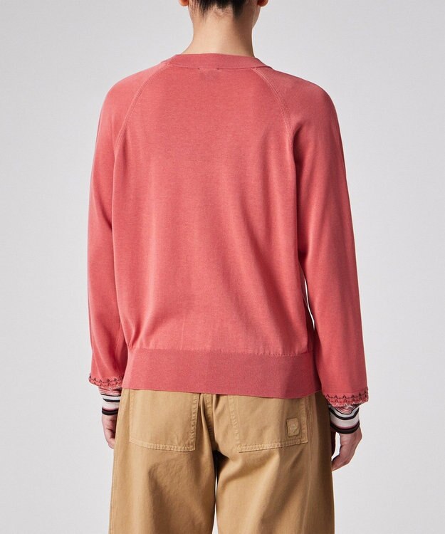 Paul Smith デザイン ステッチ Vネック カーディガン コーラル