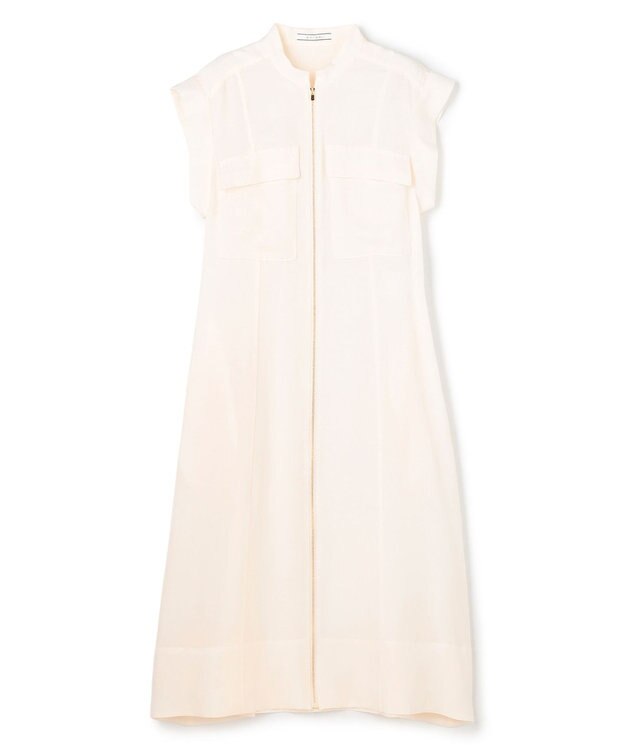 BEIGE， BERNARD / リネン混 フロントジップ スタンドカラードレス Ecru