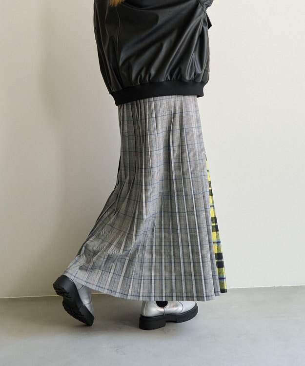 AMERICAN HOLIC シャギーチェックプリーツスカート Yellow