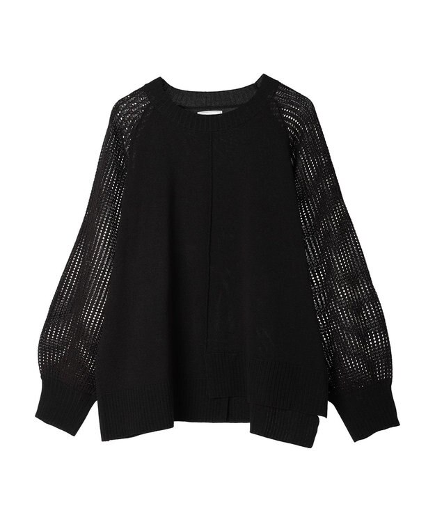 Green Parks ショルダーメッシュニットプルオーバー Black
