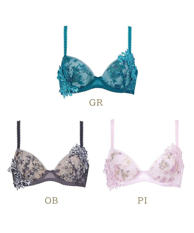 Wing Wing Lesiage　【2810シリーズ】　ブラジャー　ふっくらまる胸メイク　背中の段差軽減　ウイング／ワコール　PB2810 グリーン