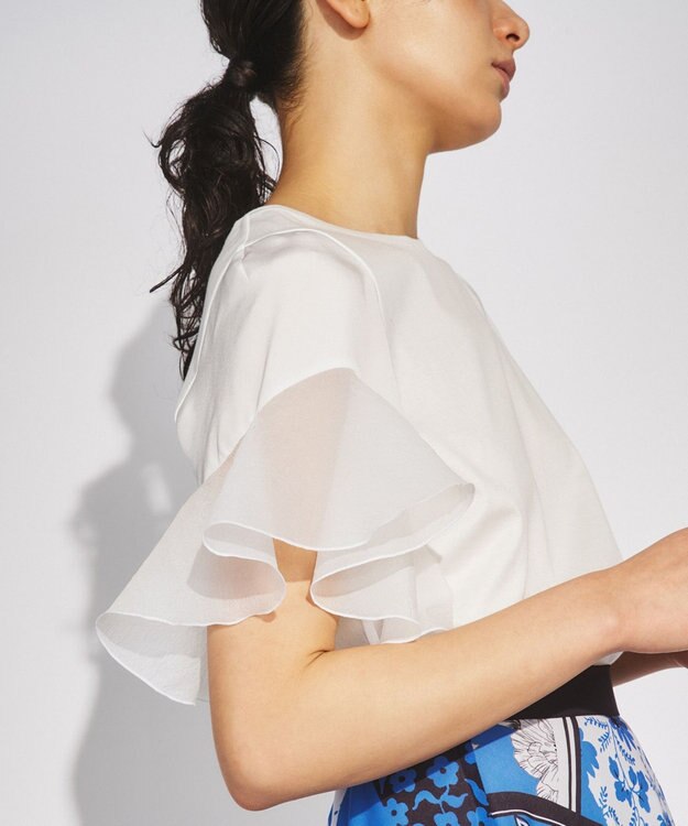 GRACE CONTINENTAL フレアスリーブカットトップ ホワイト