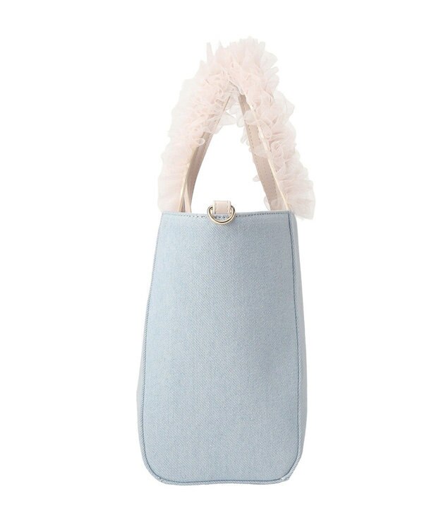 Maison de FLEUR チュールハンドルラインストーンデニムトート Light Blue