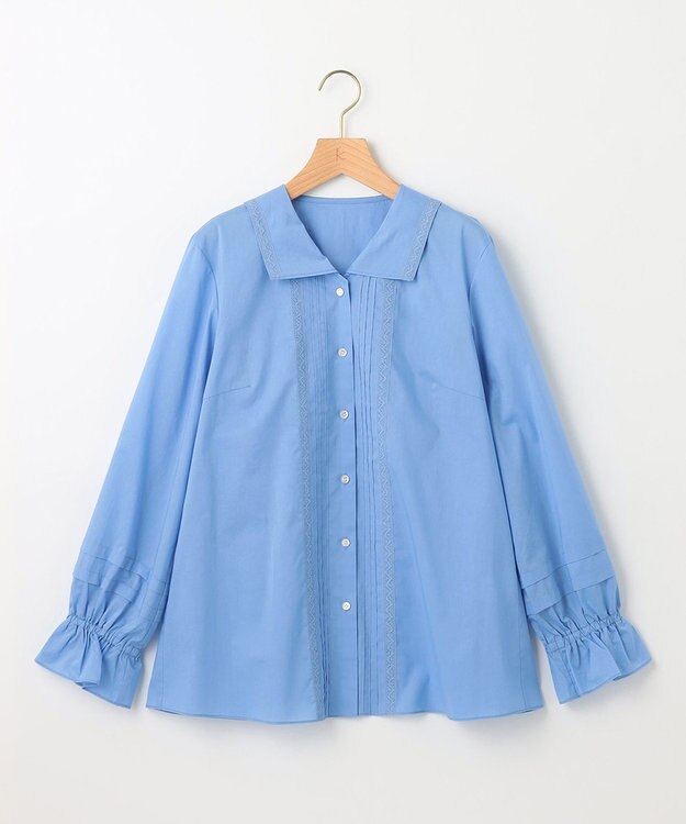 組曲 レースコンビセーラーカラー ブラウス サックスブルー系