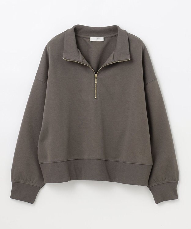 ANY 【洗濯機可】クロップド丈ダンボールハーフジッププルオーバー モカ