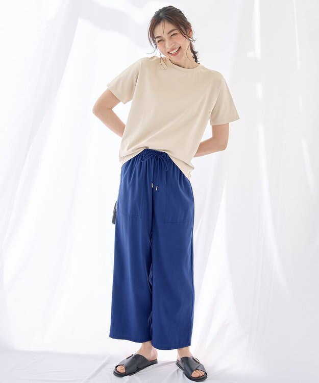 ANY 【新色追加/洗濯機可/ウエストゴム/接触冷感/UVケア/6色展開】清涼リラックスパンツ ブルー