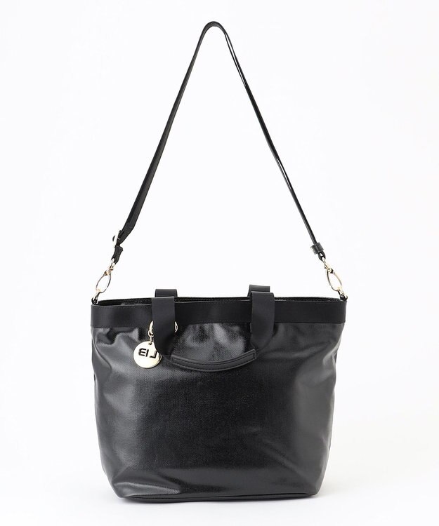 LA BAGAGERIE 【コットン×ポリウレタン】シャイニーミニトート ブラック