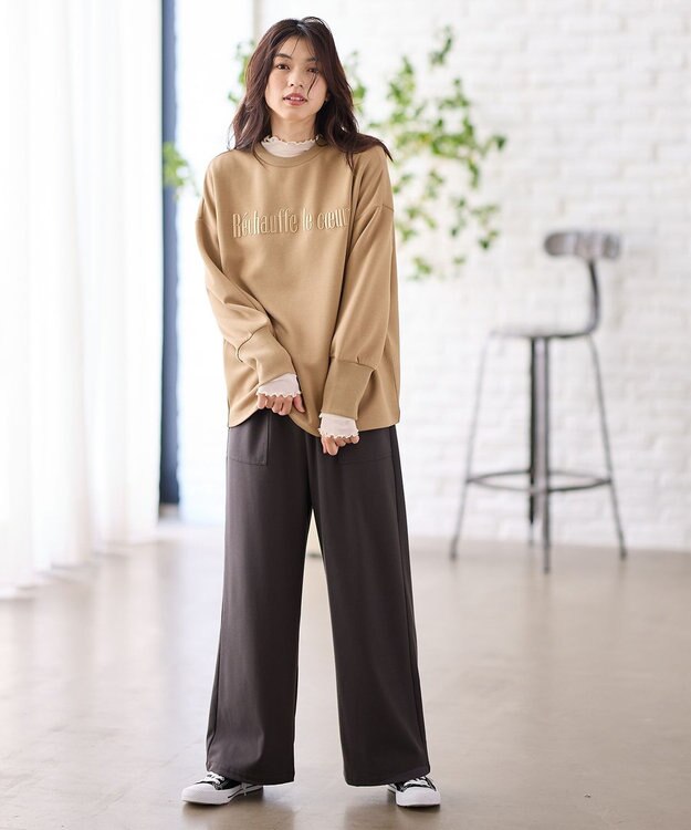 ANY 【2WAYストレッチ/ウエストゴム/裏起毛】シークレットウォームベイカーパンツ ダークブラウン