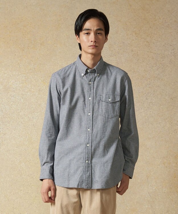 J.PRESS MEN コットンネルハウンドツース シャツ ブラック系3