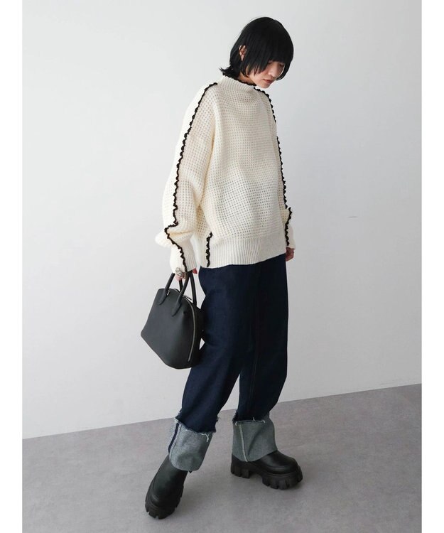 Green Parks ・Ｐｅｔｉｔ　Ｆｌｅｕｒ　ハイショクパイピングニット Off White