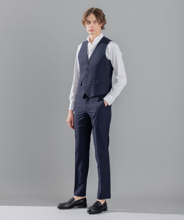 JOSEPH HOMME <3ピース対応> クールドッツストレッチ ジレ ネイビー系