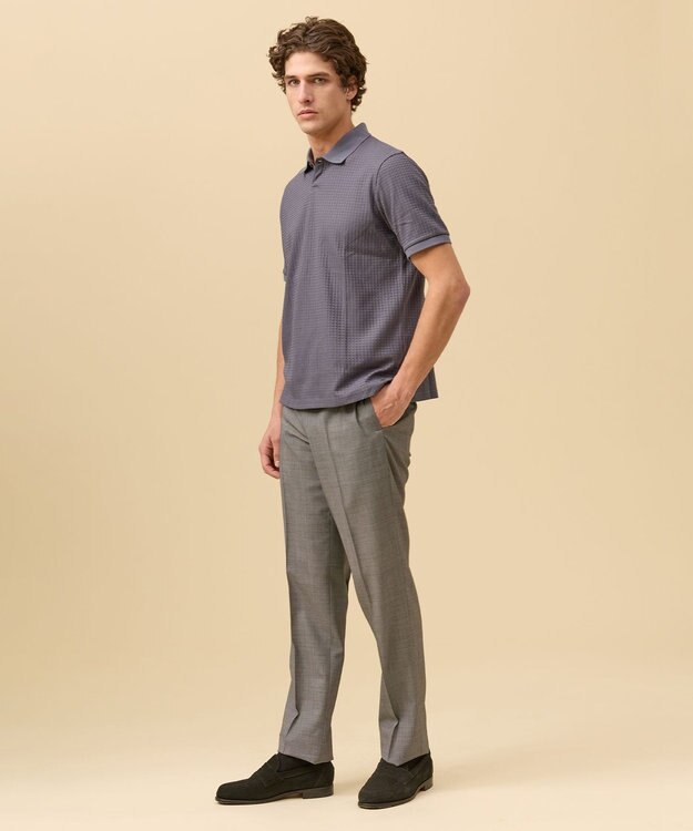 J.PRESS MEN 【洗える / 高通気性 / ストレッチ性 / 防シワ】バーズアイスラックス / ノータック ライトグレー系