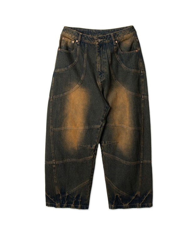 WEGO スーパービッグバレルレッグデニムパンツ デニム中濃加工色