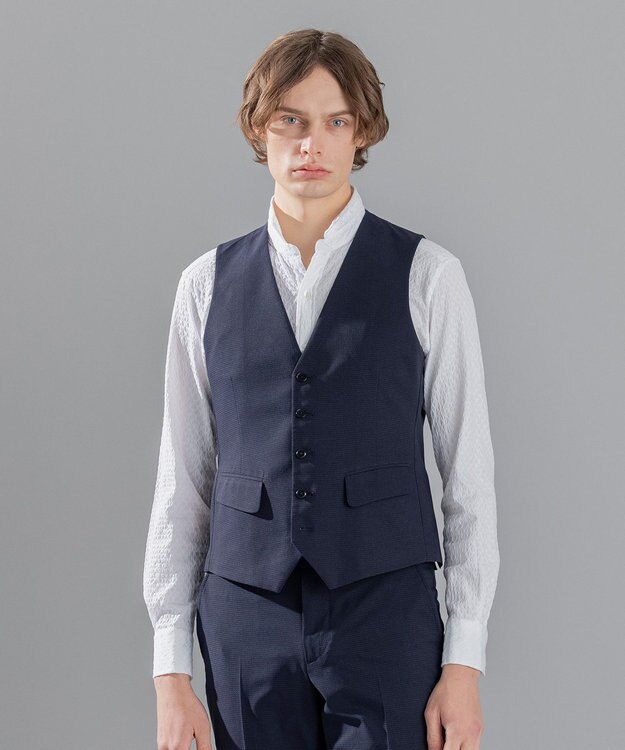 JOSEPH HOMME <3ピース対応> クールドッツストレッチ ジレ ネイビー系