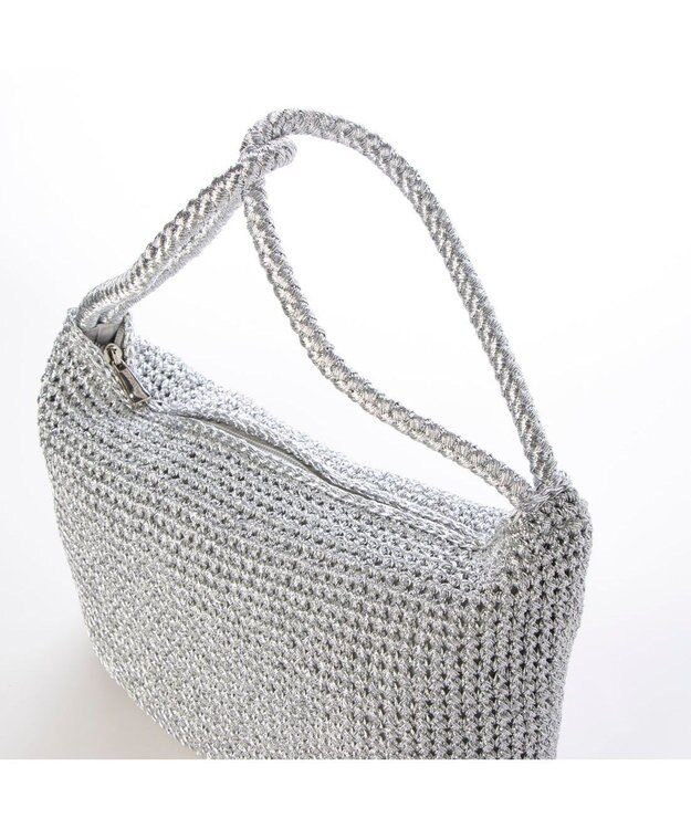 UNBILLION カシュカシュ cachecache / 2wayハンドルメタリックコード編みトートバッグ シルバー
