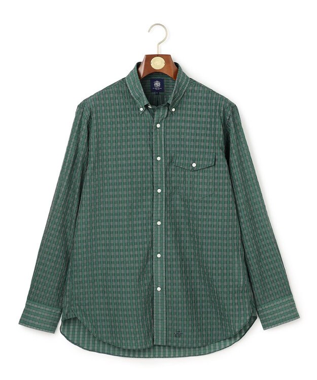 J.PRESS MEN 【こだわりの逸品】シアージャカードチェック シャツ / B.D. グリーン系3