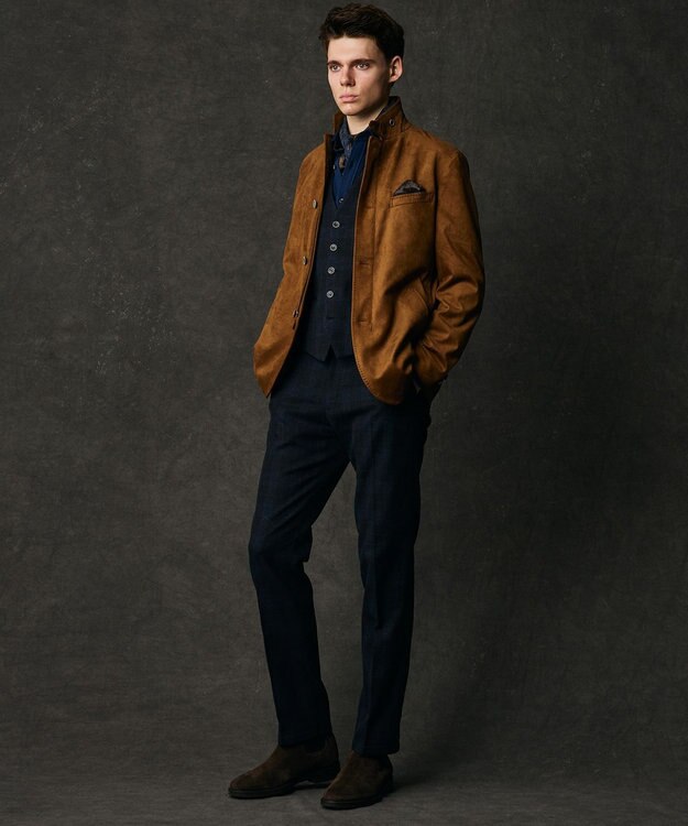 JOSEPH ABBOUD 【キングサイズ・家で洗える/ストレッチ/スウェードタッチ】ウォッシャブルスウェードジャケット キャメル系