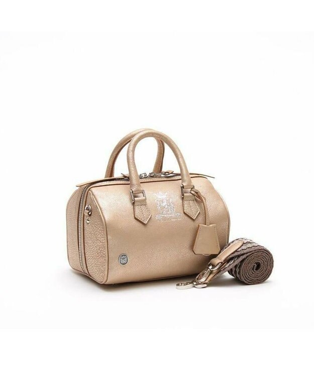 A.D.M.J. 【牛革】メタリックレザー/ドラムボストンＳ CHAMPAGNE