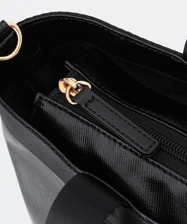 LA BAGAGERIE 【コットン×ポリウレタン】シャイニーミニトート ブラック