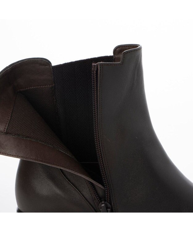 ing <ing>【撥水革】サイドゴアショートブーツ ダークブラウン