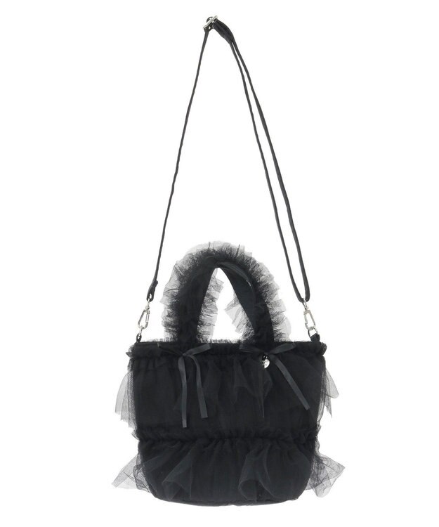 Maison de FLEUR チュールフリル2Wayトートバッグ Black