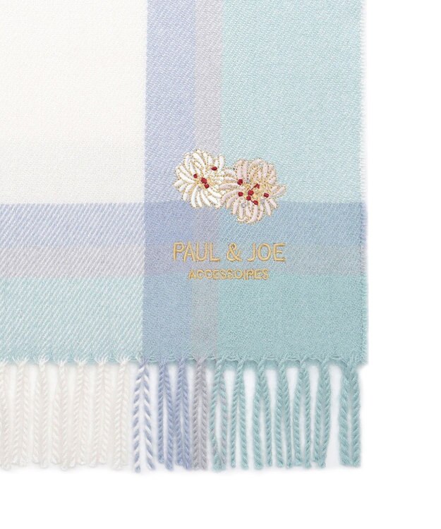 MOONBAT 【FUDGE11月号掲載】PAUL & JOE ACCESSOIRES クリザンテーム刺繍ムースタッチマフラー（パッケージ入り） ミントグリーン