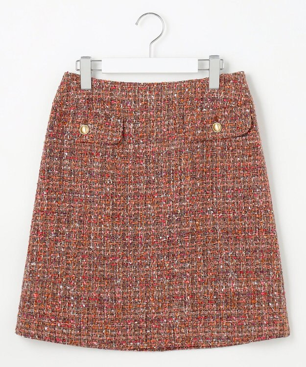 自由区 ラメノットファンシーツイード スカート オレンジ系