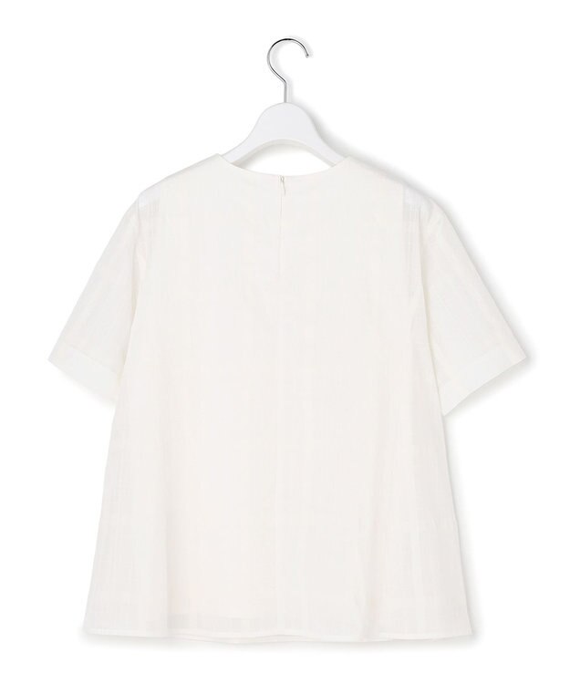 23区 【先行予約】シアーチェックレイヤード フレア Tブラウス ホワイト系